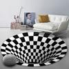 3D Stereo Vision Round Carpet for Living Room Simple Black and White Carpet Area Rugs Geometric Anti-Skid Home Bedroom Floor Mat