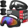 OXG 2 Pack Motorcycle Goggles With 2 Neck Gaiters, UV400 Protection Dirt Bike Motorbike Motocross ATV Skiing Goggles