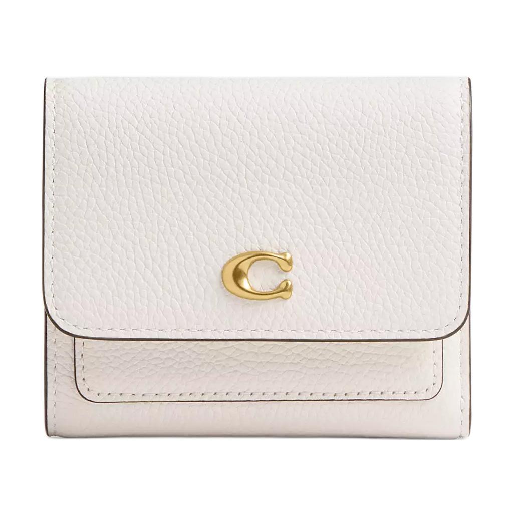 

New COACH Leather Wallet Small Women s Brass & Chalk CAO13-B4HA 10.7*1.3*9.4CM