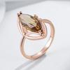 Rhombus Brown Natural Zircon Bride Wedding Ring Fashion  Rose Gold Color Accessories High Quality Women Daily Jewelry