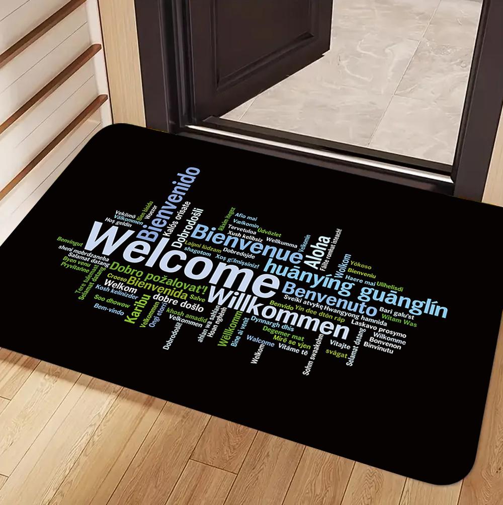 Welcome & Friends Theme Carpet Mat Rug Stylish Home Decoration with Colorful Word Cloud & Classic TV Show Print for Entryway