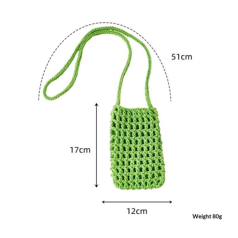 1 Pieza Bolso de Teléfono de Punto Hueco Multiusos para Artículos Pequeños y Misceláneos Bolso de Hombro Ligero Trenzado Bolso Cruzado de Almacenamiento