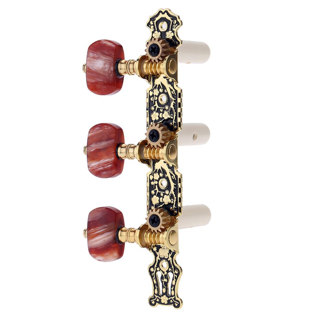 Alice AO 020HV2P 2pcs(Left + Right) Classical Guitar Tuning Key Gold Black Plated Peg Tuner Machine Head(long) String