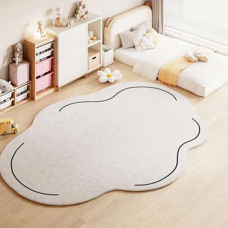Ins Cream Style Carpets for Living Room Wabi-sabi Bedroom Decor Plush Carpet Fluffy Soft Bedside Rug Irregular Shaped Thick Mat