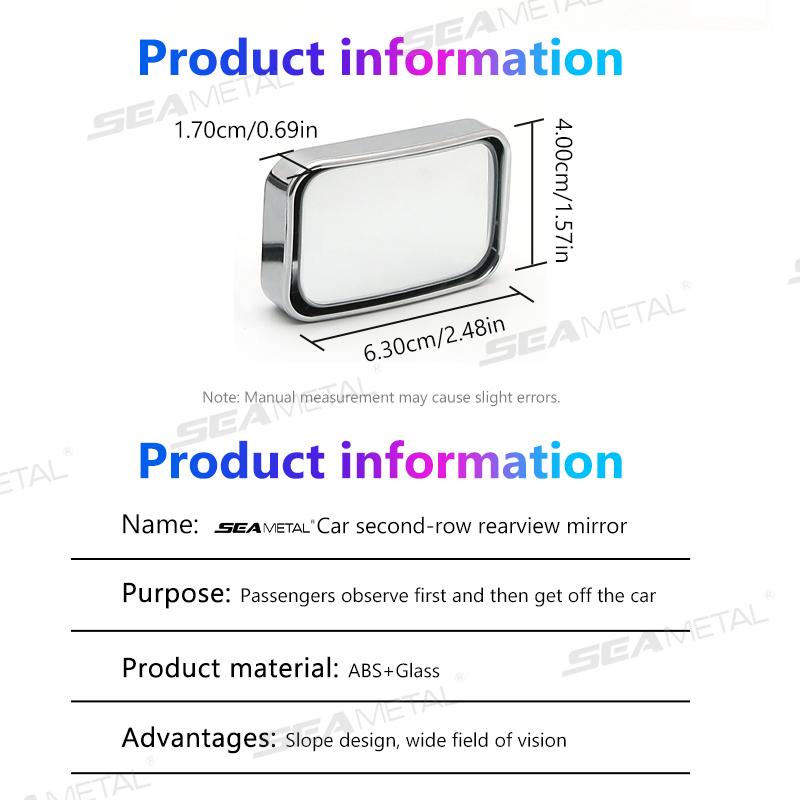SEAMETAL 2Pcs Car Convex Mirror for Back Passenger Self-Adhesive Blind Spot Rear View Mirror Wide Angle Curved Rearview Mirror