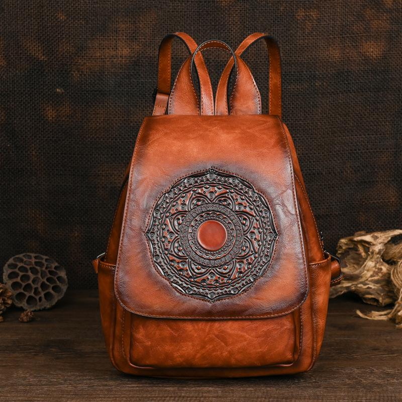 Johnature Vintage mugursoma Universāla Totem reljefa