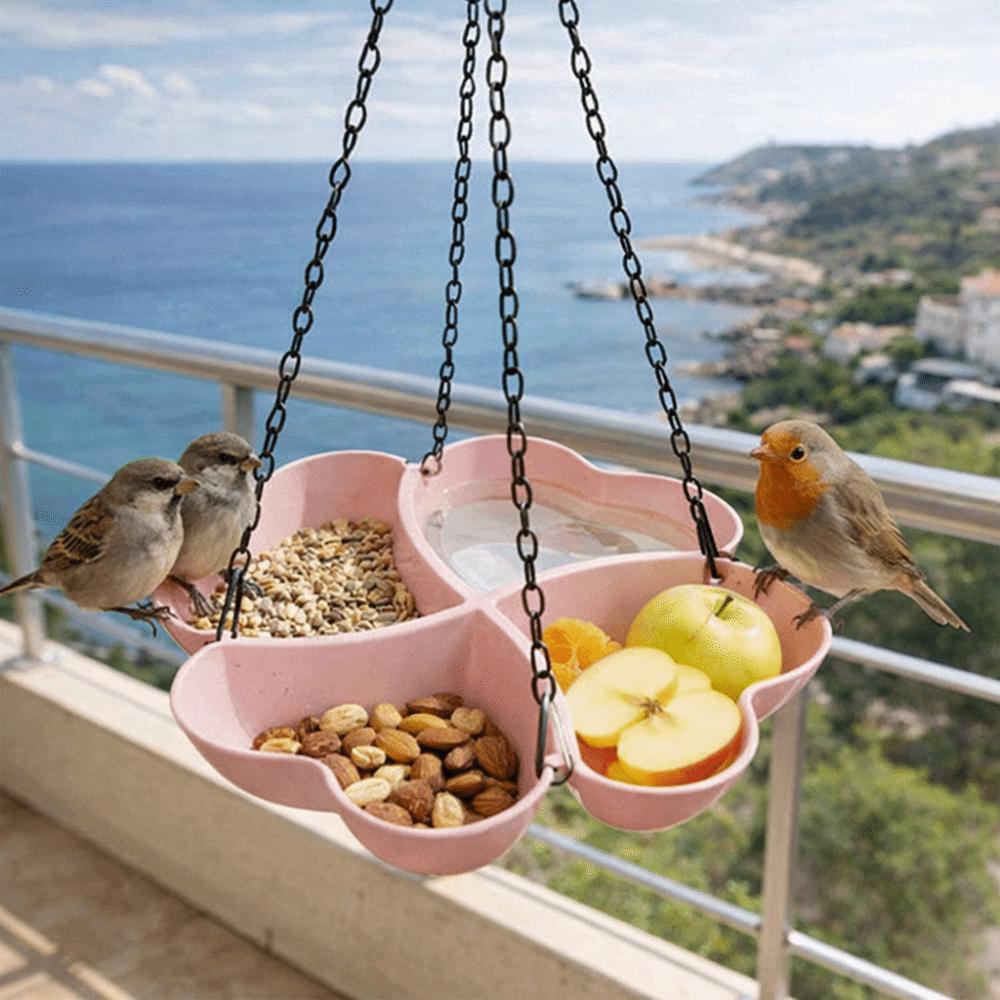 Flower Shaped Hanging Bird Feeder Adjustable Chain Large Capacity Hummingbird Feeder Multipurpose Durable Chain Feeding Tray