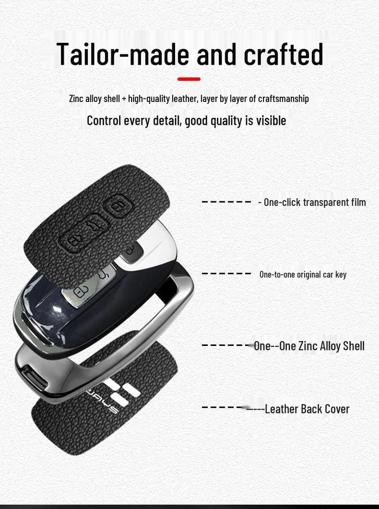 2024-2025 Arcfox U5/U6 Key Case: New Energy Vehicle Protective Shell with Remote Control Metal Buckle for Men and Women.