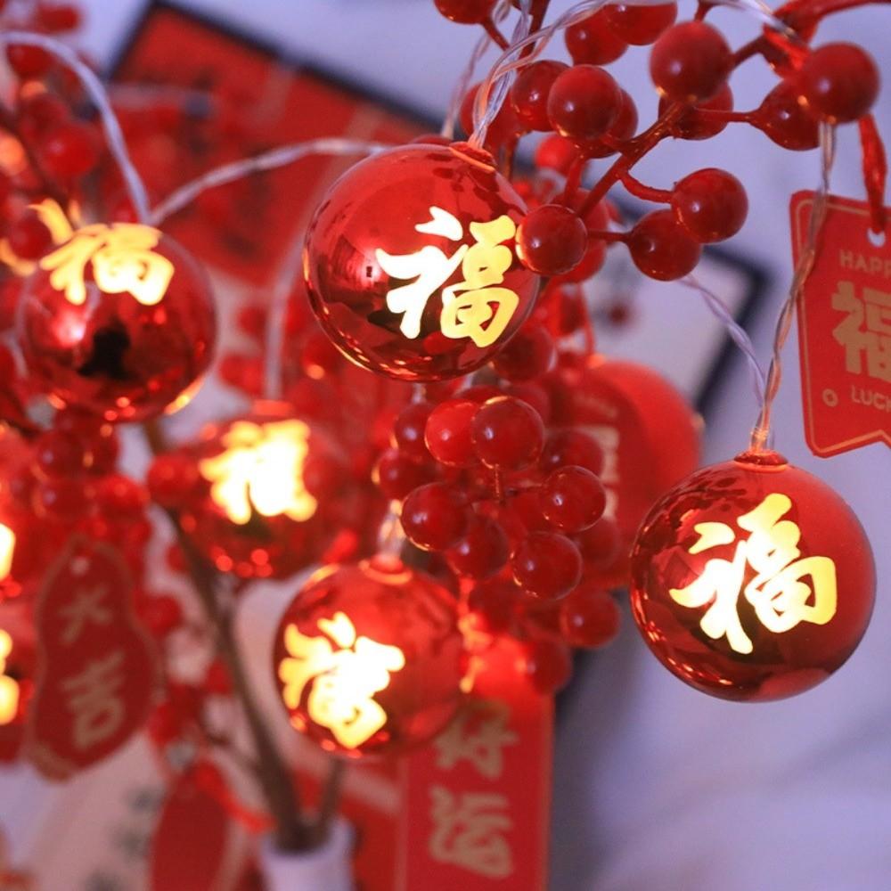 

Large Red New Year Lantern Strings Plastic Balls Chinese Hanging Lights Spring Festival 2m красный