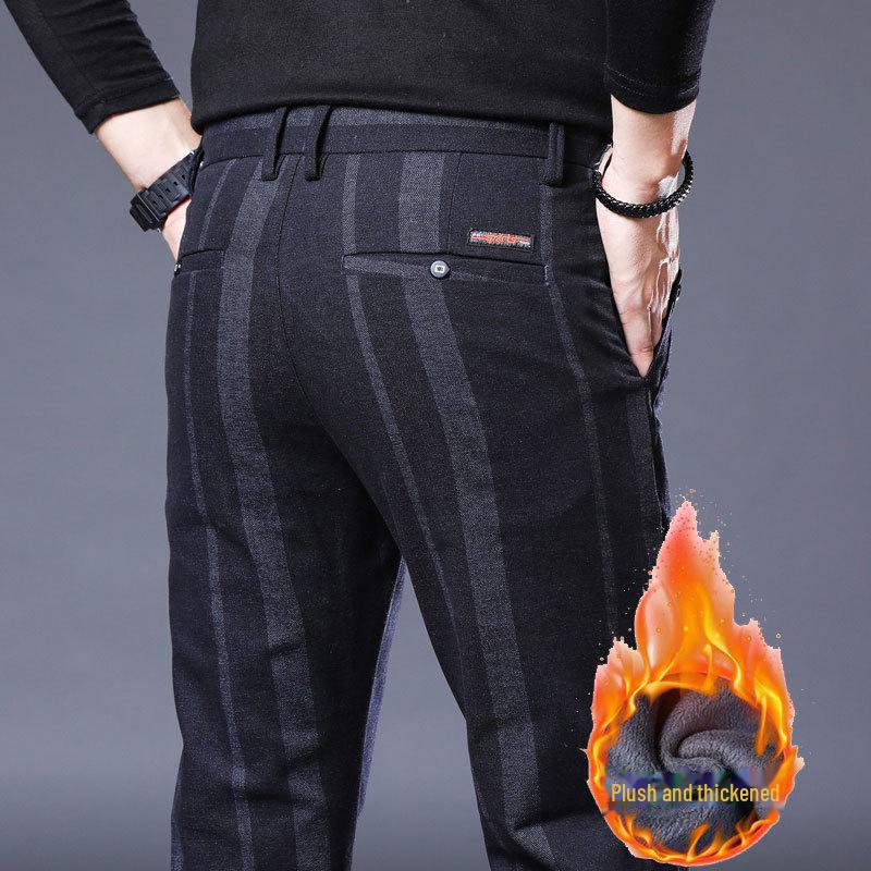 Pantalon Homme Slim Rayé Élastique: Pantalon Business Casual Tendance