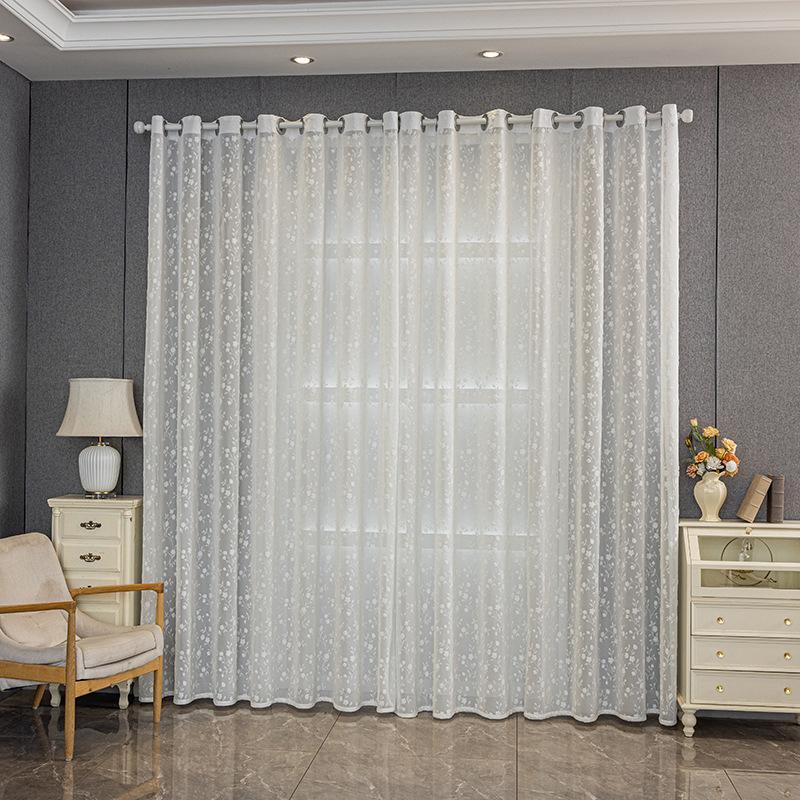 Élégants Rideaux Floraux Transparents Style Pastoral Coréen - Rideaux Semi-Transparents à Œillets pour un Accrochage Facile, Parfaits pour la Décoration de la Chambre à Coucher et du Salon