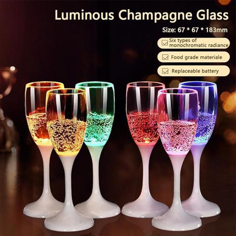 Led Luminoso Copo de Vinho Neon Copo de Champanhe Copo de Vinho de Pé Alto Plástico Copo de Coquetel Decoração de Atmosfera de Festa de Casamento
