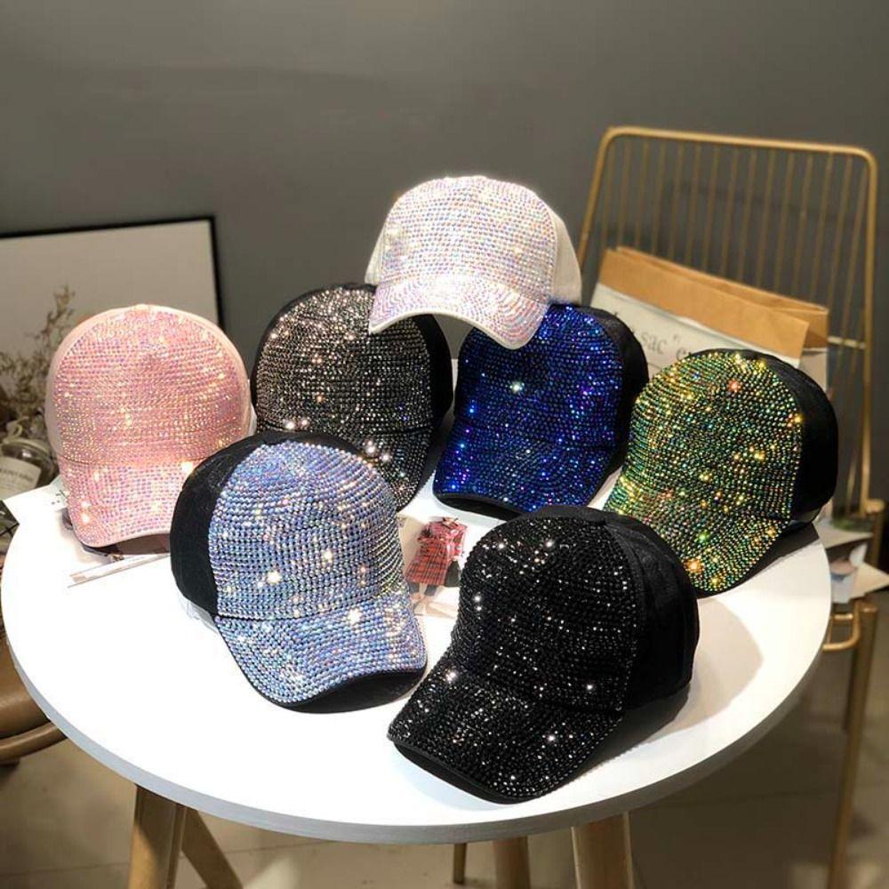 Cotton Sun Hat  Peaked Cap Retro Rhinestones Baseball Cap  Girl