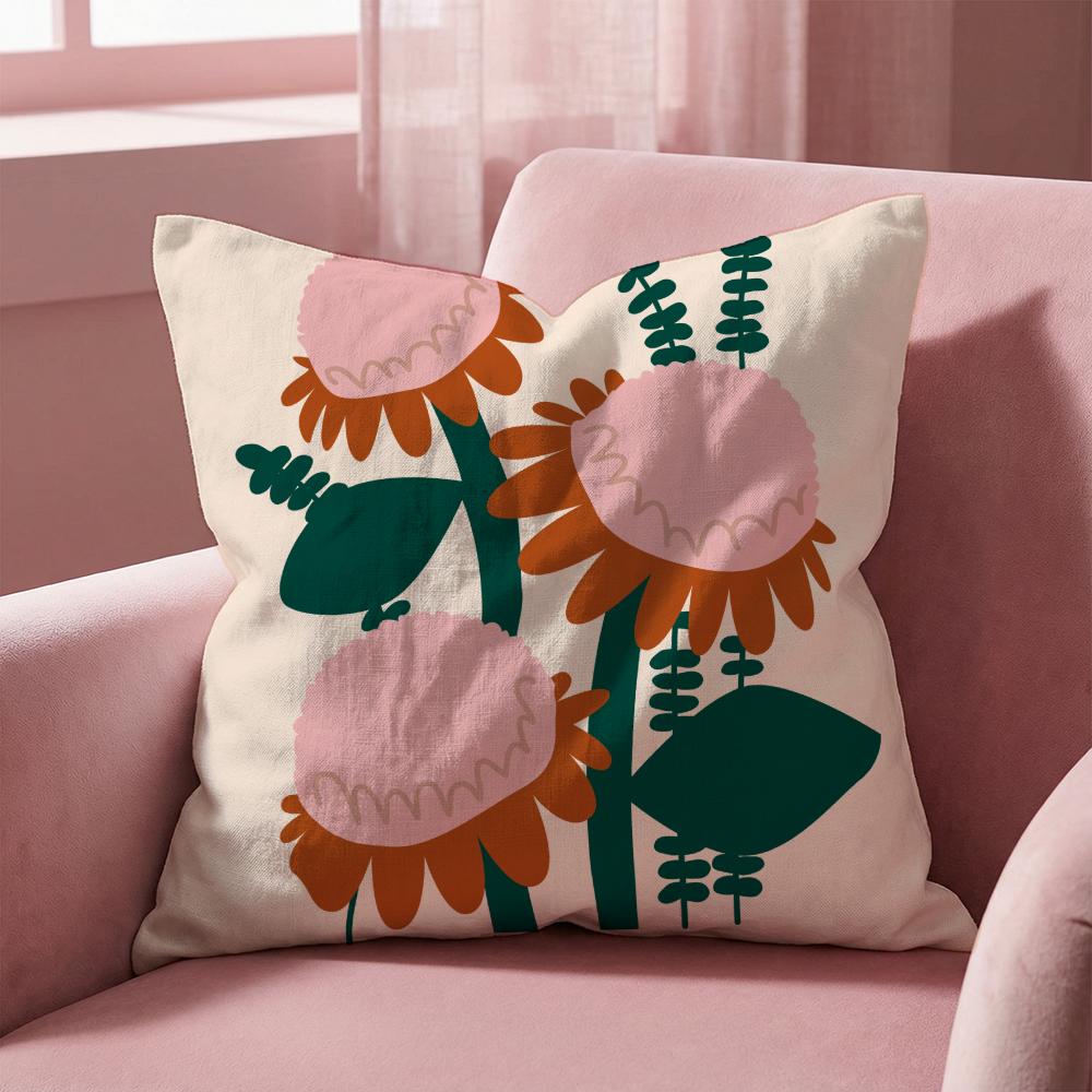 Plants and Flowers Cushion Cover Multi-Scene Pillow Cover for Home & Car - Reversible, Soft & Durable for Daily Use
