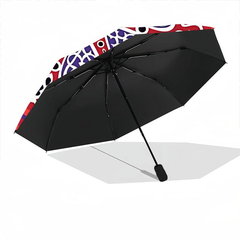1pc Mandala Pattern Automatic Folding Umbrella - Portable Collapsible Design, 8-Rib Iron Frame, Durable Fabric Yy251125075