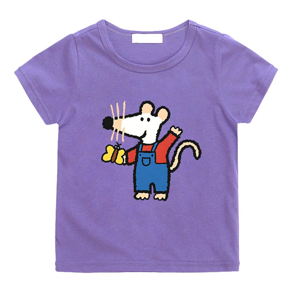 Maisy Mouse Kids 100%Cotton Cartoon Print T-shirt 2-12 Years Boys and Girls Kawaii Soft Short Sleeve Casual Tops Summer Toddler