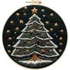 Christmas Tree Stamped Cross Stitch Embroidery Kits with Hoop Cloth Color Thread