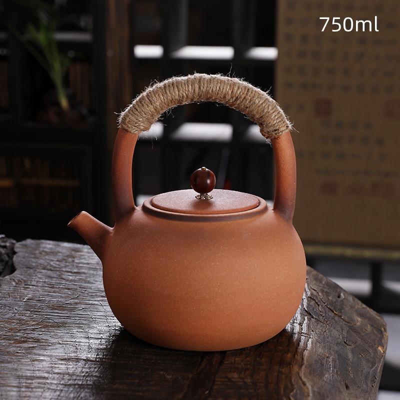 High Temperature Resistant Rough Pottery Boiled Teapot Kettle Tea Ceremony Kung Fu Teapot Retro Handmade Teapot Tea Fire Stoves