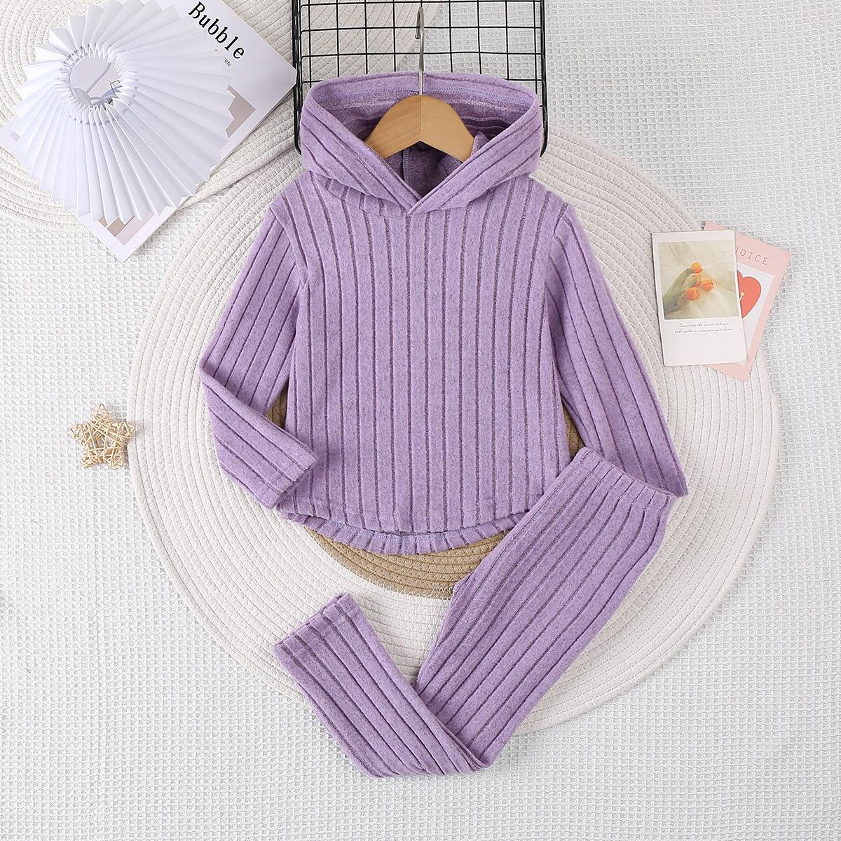 

2026 Autumn Children s Clothing Suit Children s Fashionable Casual Girls Taro Purple Long Sleeves Long Pants Hoodie Suit 4Y фиолетовый
