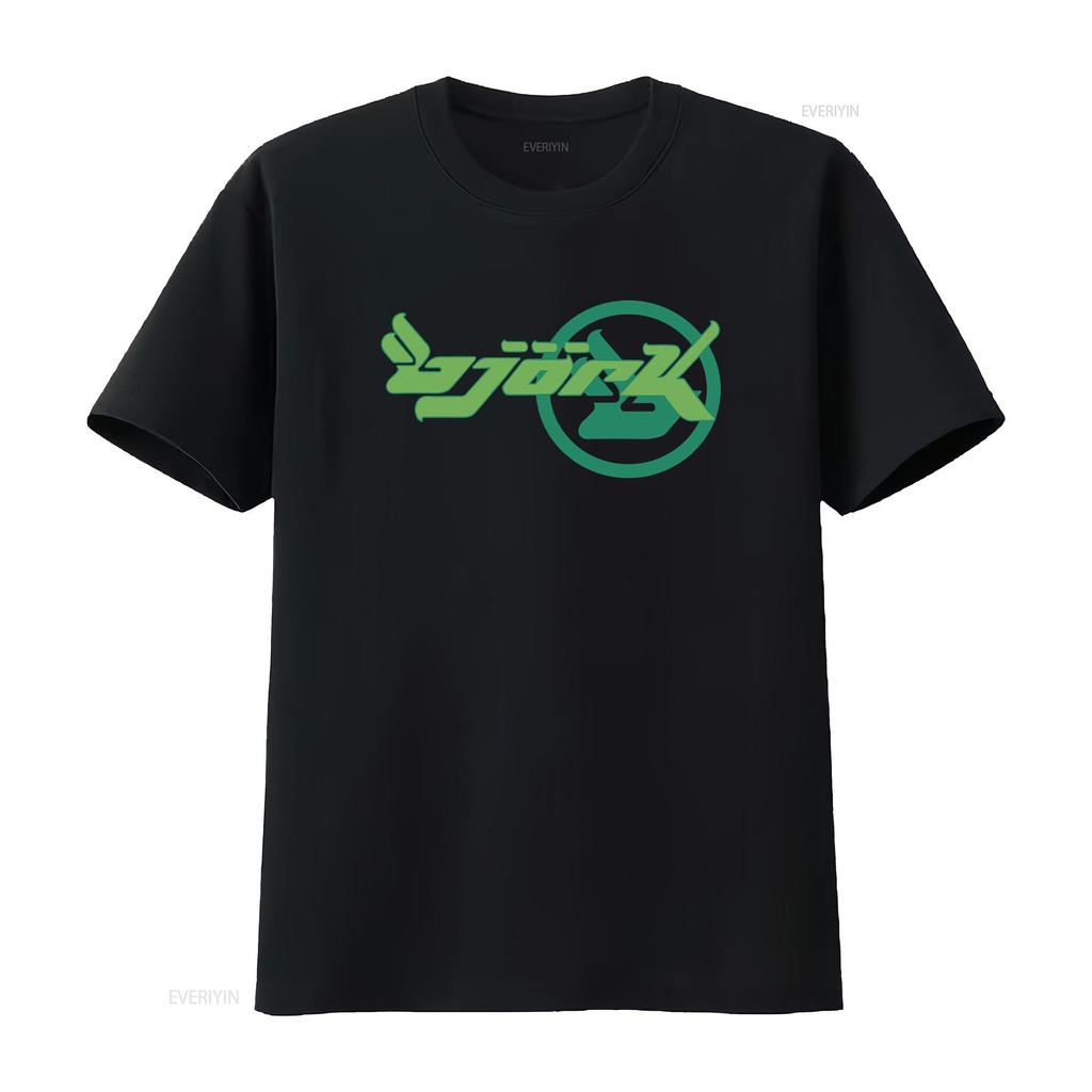 Bjork Homogenic Green Circle Logo T shirt vintage Washed Breathable Stretched Stylish Unisex streetwear fashion Versatile
