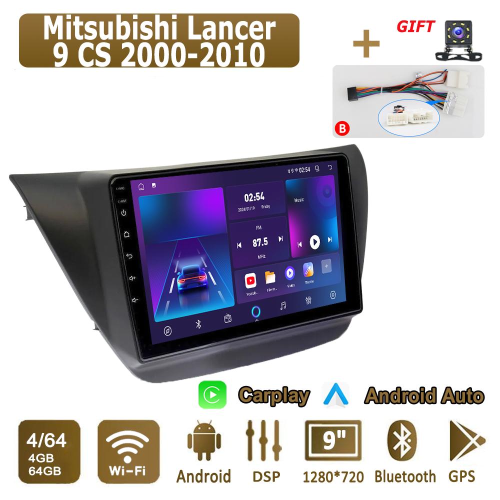 Android Carplay Car Radio For Mitsubishi Lancer 9 CS 2000-2010 Multimedia Player Head Unit Stereo GPS Navigation BT WIFI 4+64GB