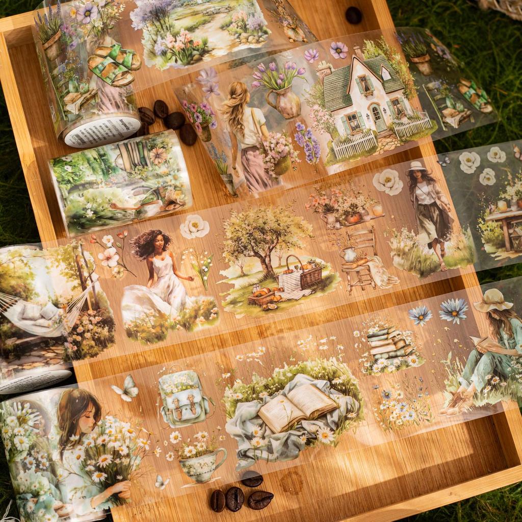 Wunderschönes Tag Washi Tape: Aquarell Camping Party Aufkleber, 6 recycelbare Designs für Reisetagebücher & DIY-Projekte