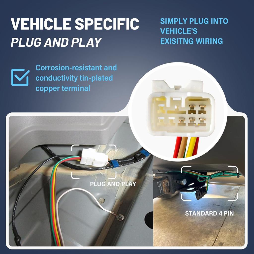 MECMO 4-Pin Trailer Wiring Harness 56040 For 2009-2024 Subaru Forester, Outback, Crosstrek, XV, Ascent Towing Hitch Wire Wiring Vehicle-Side 4 Prong