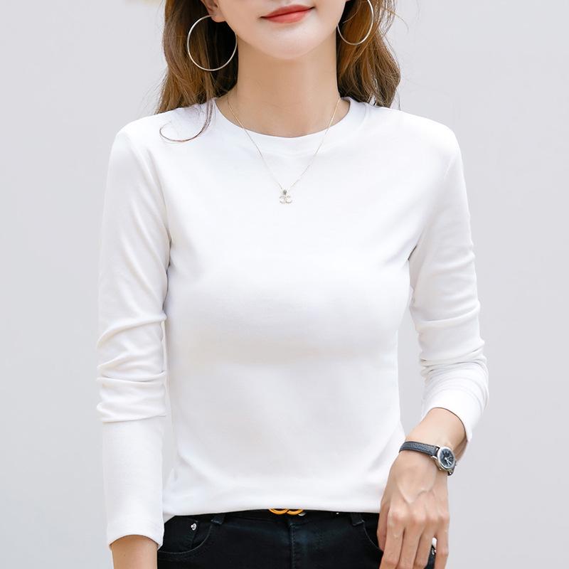 Women's Korean Slim Fit Long Sleeve Round Neck T-Shirt - Autumn Style