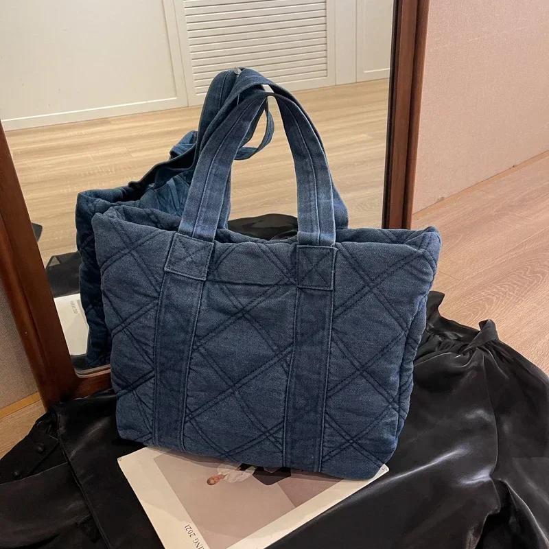 Large capacity zipper cowboy solid color bag  soft  versatile  fashionable  high quality  popular casual shoulder bag