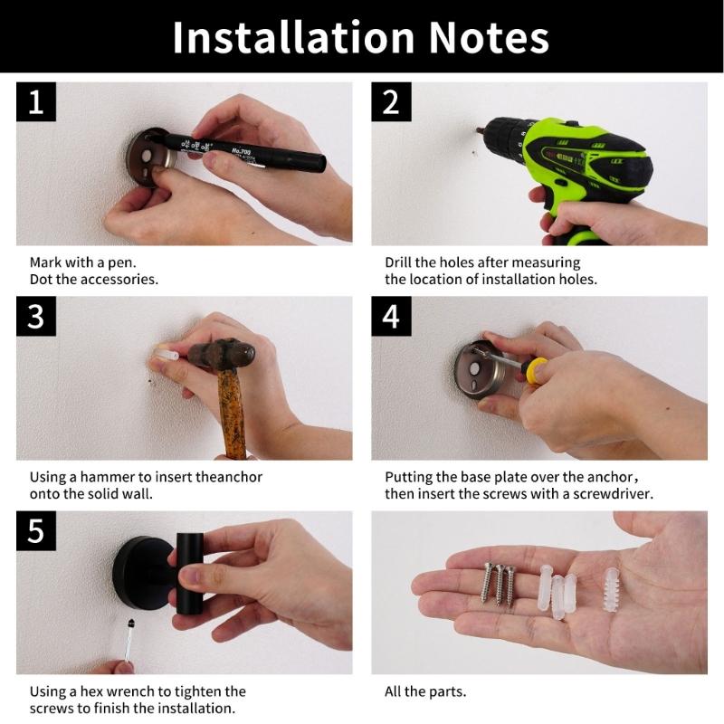 Bathroom Towel Rack Adhesive Towel Rings Robe Hook Toilet Paper Holder Bathroom Accessory Set Easy to Installation