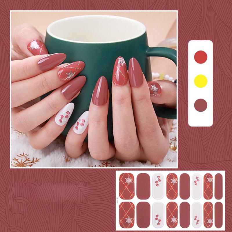 Christmas Series Full Cover Nail Stickers Snowflake Nail Decal Women Self Adhesive Manicure Designer Nail Art Sticker Decoration