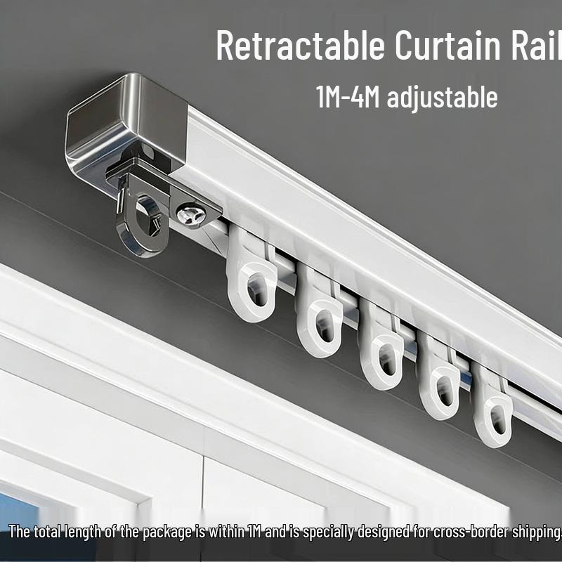 Aluminum Alloy Telescopic Curtain Track Sliding Rail - Top & Side Mount 0.9M-1.5M Length