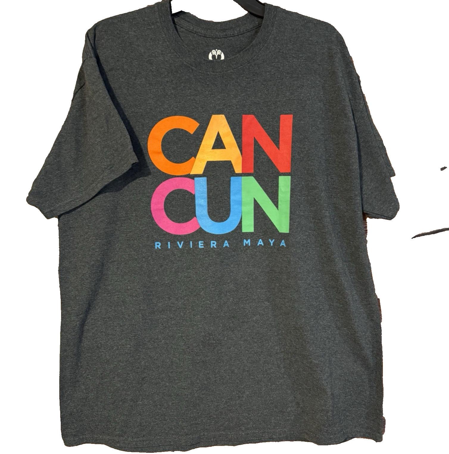 Cancun Riviera Maya Mexico XL Gray Tropical Relax Souvenir Colorful Tee Unisex T-Shirt S