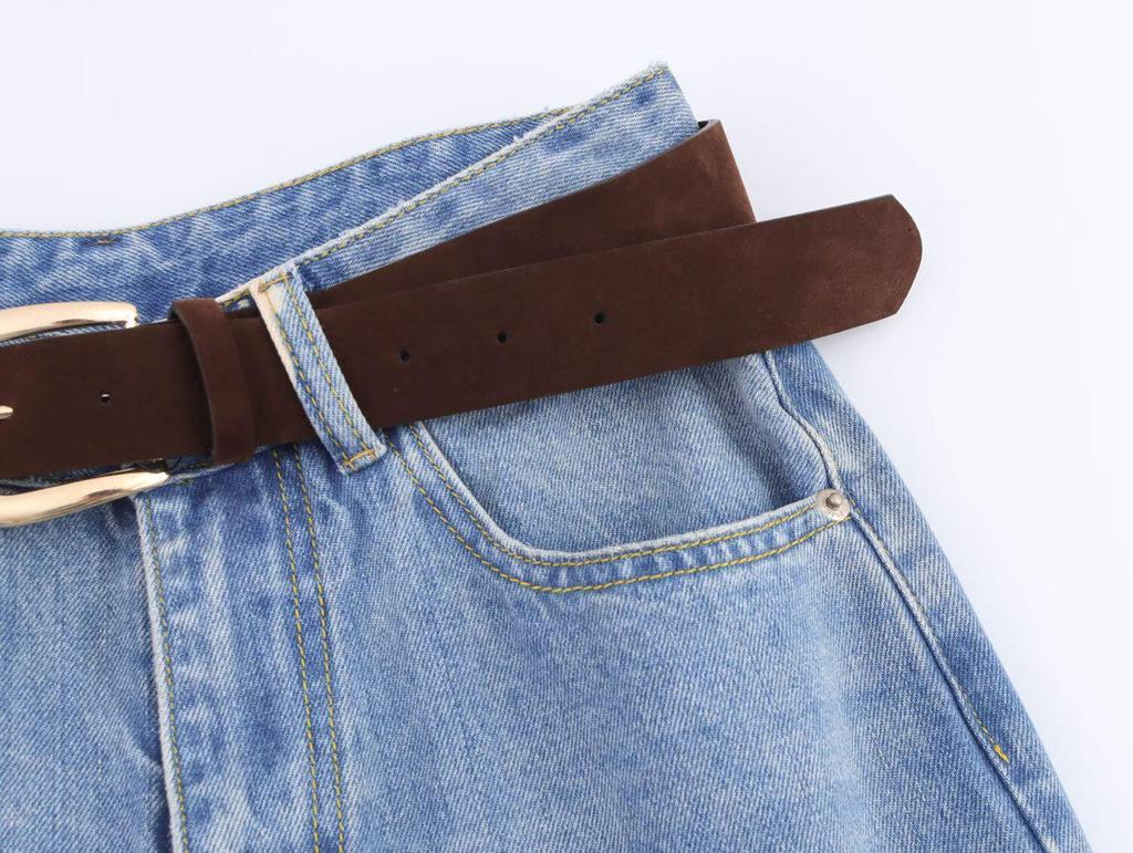2025 Frühling Europäische & Amerikanische Mode High Waist Schlankmachende Gerade & Weitbeinjeans