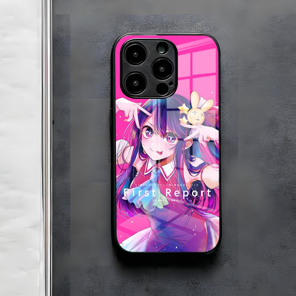 Oshi No Ko Anime Ai Hoshino Phone Case For IPhone 17 Air 16 E Pro Max 15 14 13 Mini 12 Pro 11 Max Plus Black Glass Cover