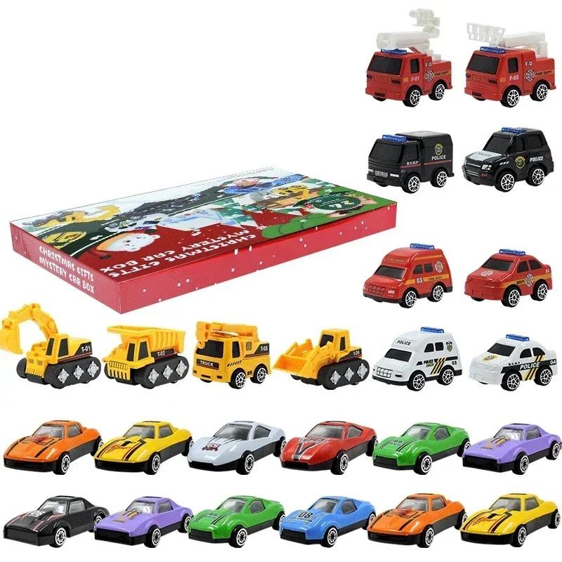 24 Days Christmas Advent Calendar, Car Toys Engineering Fire Truck Car Toys 2025 Countdown Calendar, Gift Box for Kids