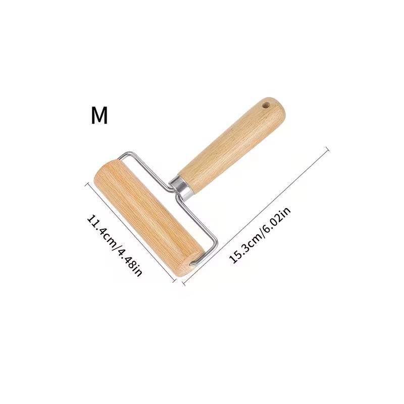T Shape Wooden Rolling Pin Stainless Steel Dough Roller Dumpling Wrapper Rolling Tool Manual Pastry Roller for Baozi Dumpling Pizza Baking