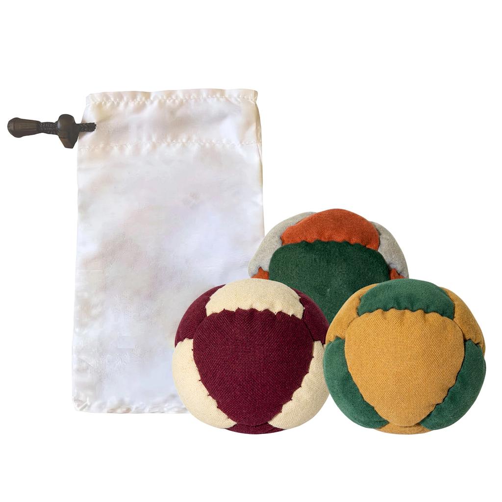 Traditional Fabric Footbag Set 6cm Retro Style Hacky Sack Balls with Drawstring Storage Bag Durable Soft Textile Material for Skill Practice