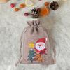 10Pcs Christmas Linen Gift Bag Santa Claus Jewelry Chocolate Candy Storage Gift Bag for Children Christmas Party