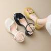 New Comfortable High-heeled Sandals Women's Casual Solid Color Rubber Soft Sole Summer Wide Strip Rear Empty Sandals Large Size Women's Sandals