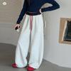Girls' Autumn 2026 Color Block Wide-Leg Sweatpants - Casual Sports Pants for Middle & Older Children