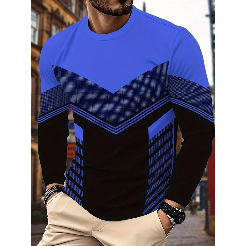 Men's Striped Top Fashion Versatile Long Sleeve Casual Comfort Pullovers Long Sleeves Men’s