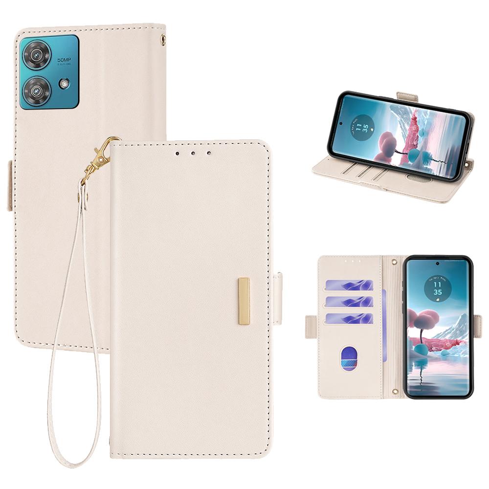 For Motorola Edge 40 Neo 5G Leather Wallet Case RFID Blocking Stand Cover with Hand Strap