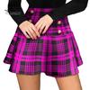 Stylish Check Print Skirt Button-Decorated Elegant Plaid Fashionable Soft And Breathable Commuter Style Polyester Material High Waist Pleated