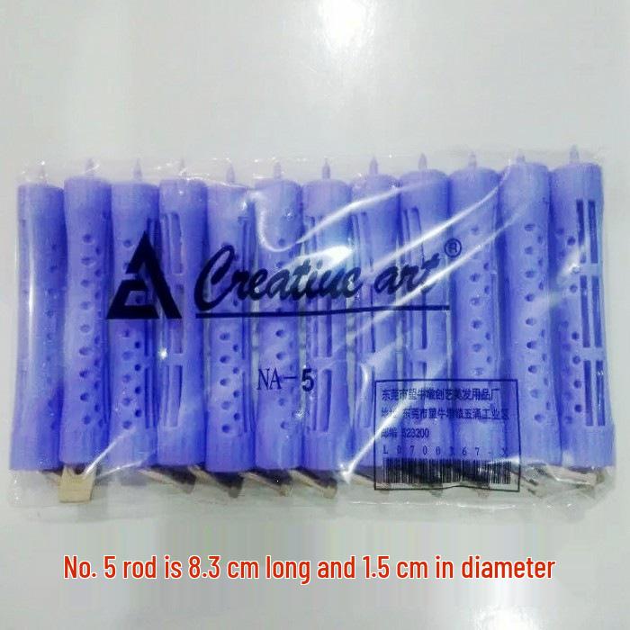 Large Cold Perm Rods for Women's Hair, 10-Pack - Plastic Hollow Curling Texture with Rubber Band Core