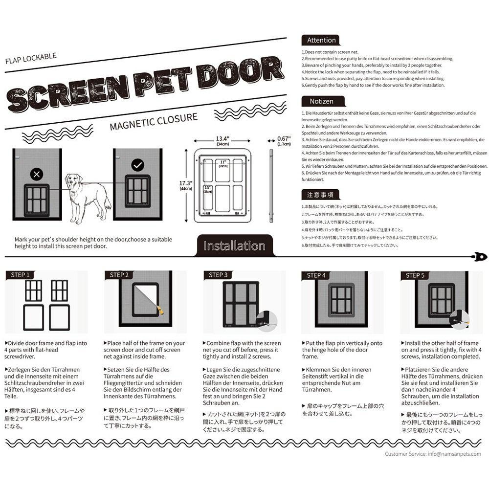 Magnetic Closure Pet Screen Door Free Entry Lattice Cat Door Hole Cats Window Gate  Screen Windows