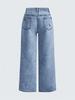 Women's Retro Smoke Gray Distressed Slimming Jeans with Red Cherry Blossom Embroidery