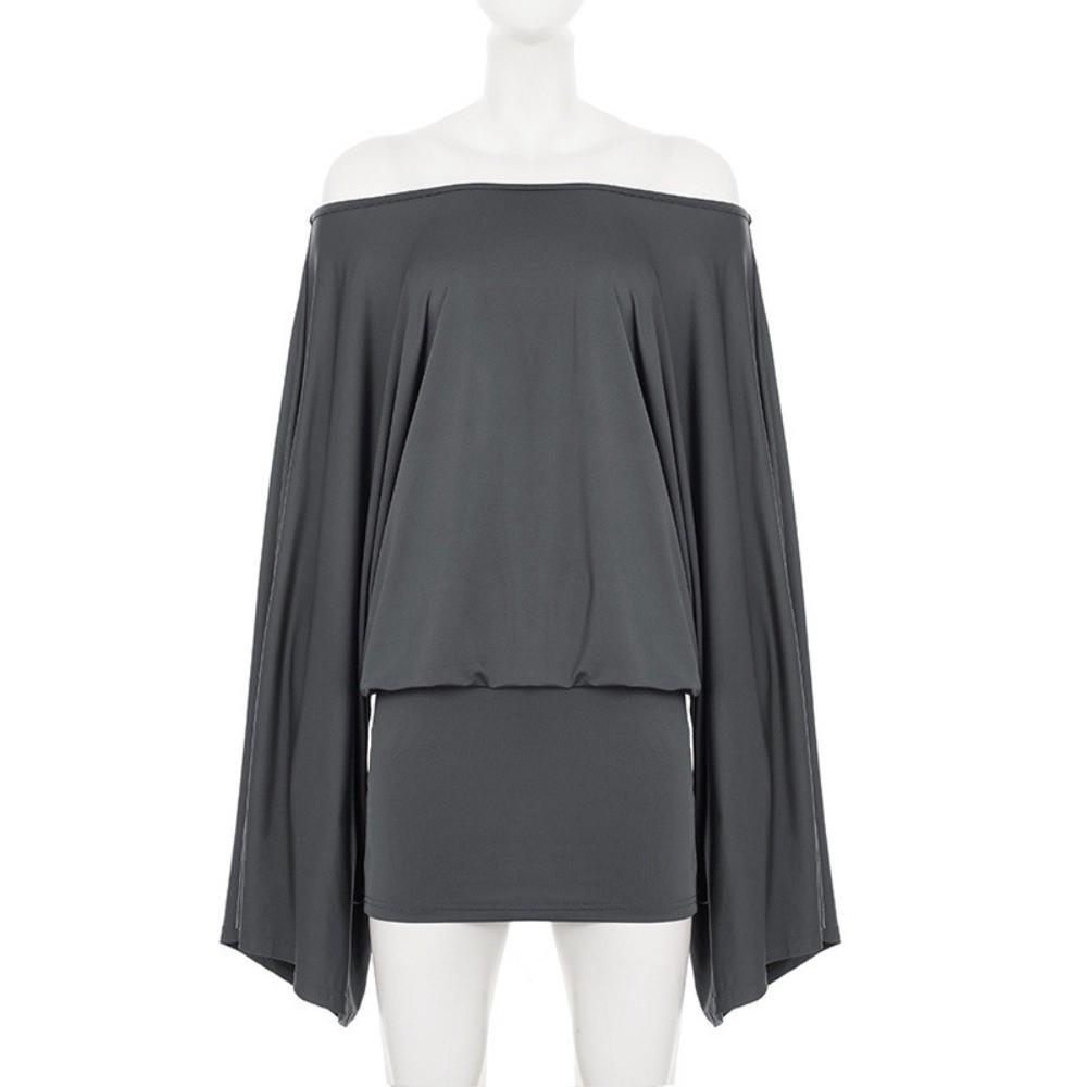 Sexy Bodycon Dress Slim Fit Batwing Sleeve Dress Sweet Off Shoulder Dress Party Clubwear