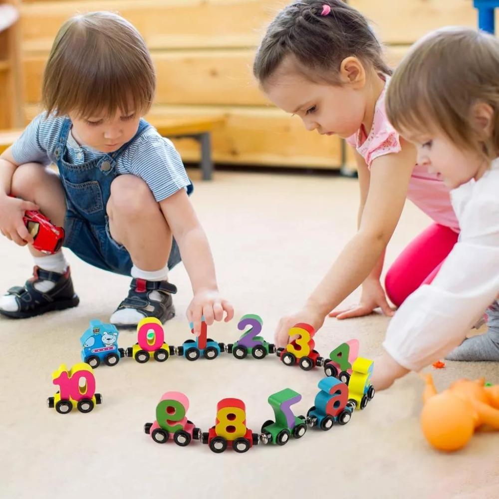 1set 0-10 Number Digital Train Toys Colorful Magnetic Early Educational Toys Digital Train Track Assembly Number Train Set