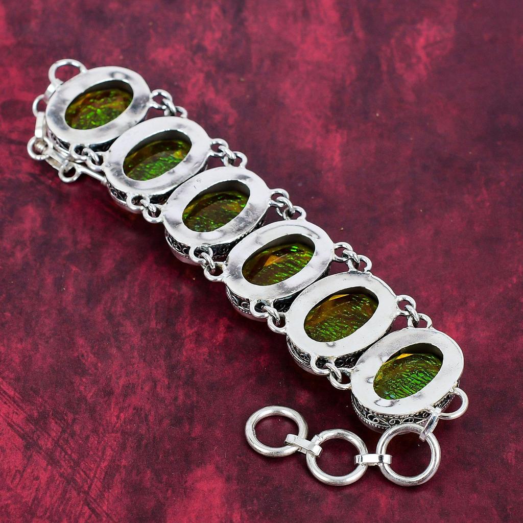 Yellow Triplet Opal Bracelet, 925 Solid Sterling Silver Gemstone Jewelry, Handmade Bracelet, For Memorial Day